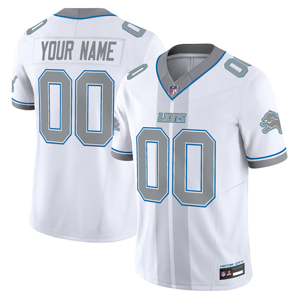 Men's Detroit Lions Customized White 2025 F.U.S.E. 'Motor City Racing Edition' Vapor Limited Stitched Football Jersey Men's Detroit Lions Customized White 2025 F.U.S.E. 'Motor City Racing Edition' Vapor Limited Stitched Football Jersey